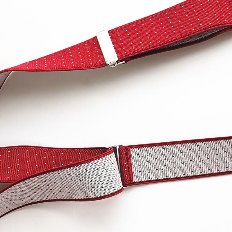 Producto suspensor de puntos en forma de H para hombres y mujeres, tirantes de 3 tamaños para boda, conjunto de camisa, tirante rojo Jujube BD066