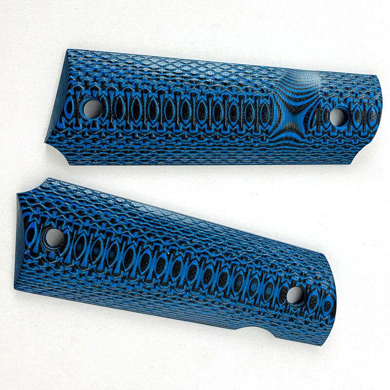 1 Paar G10 Blauwe Geweven Full Size Antislip Patches Handvat Schalen Onderdelen Voor 1911 Grips Modellen Tactiek Accessoires