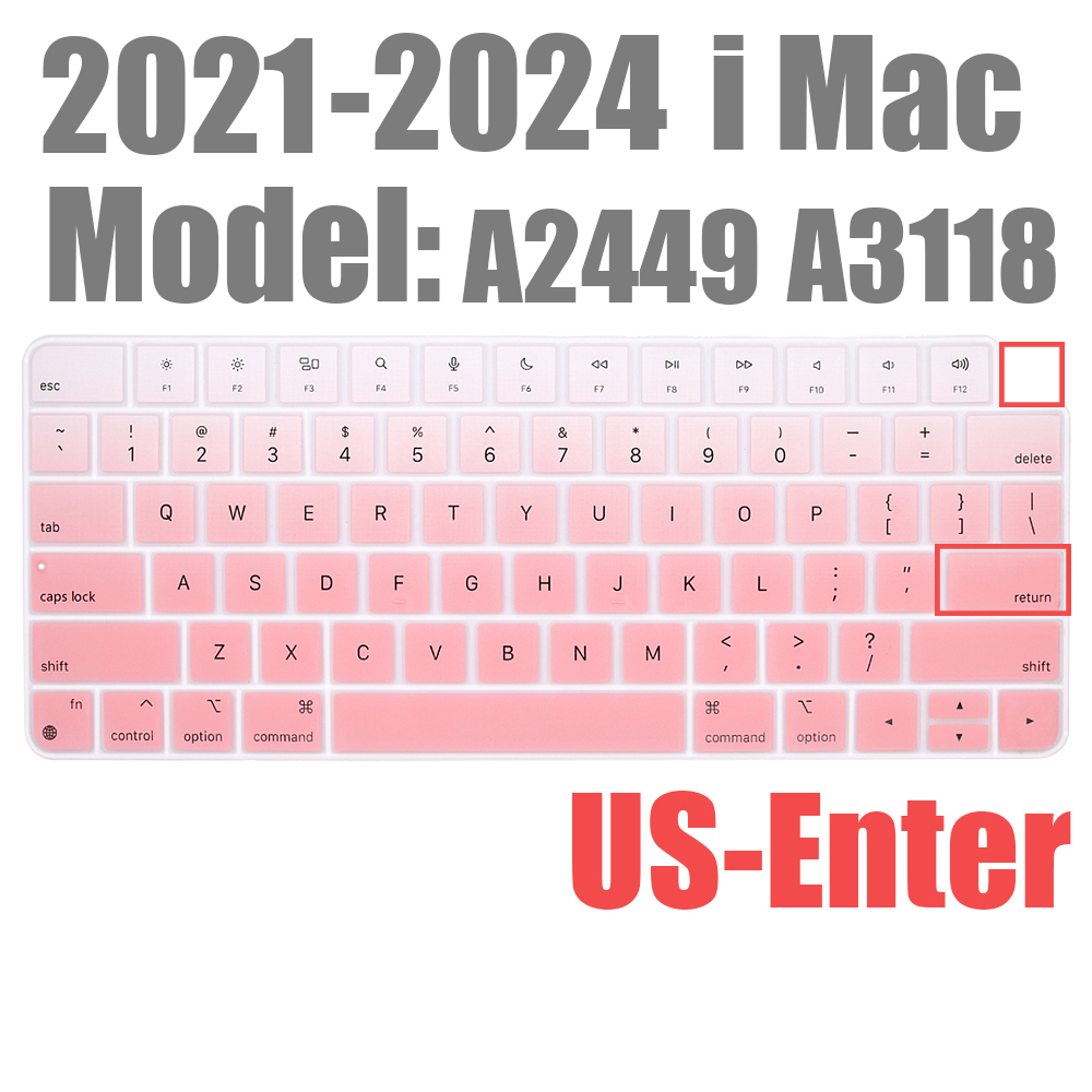 For Apple iMAC Keyboard Cover release) A2450 A2449 Magic Keyboard Stickers Protector Silicone Bluetooth keyboard case US: US-type Light pink