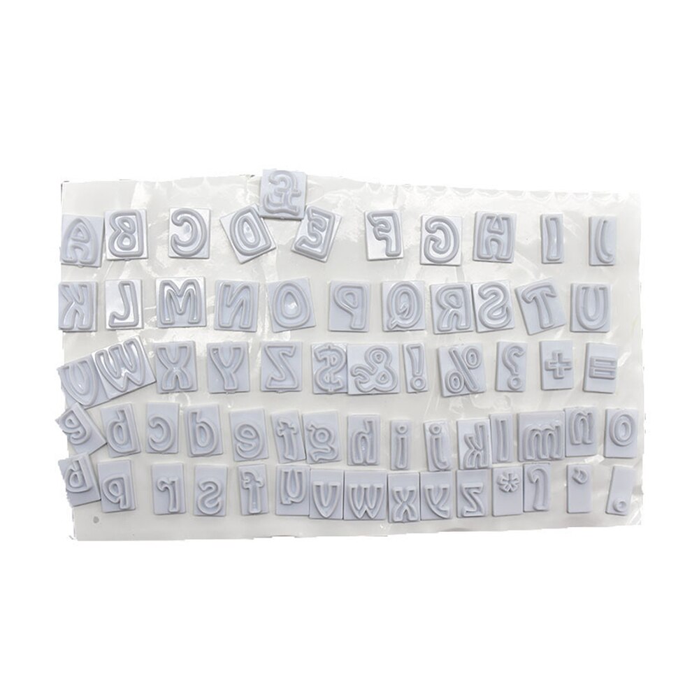 64Pcs Plastic Alphabet Cookie Cutter Set Fondant Cutters Mold Upper and Lower Case Art Deco Number Letter Stamps