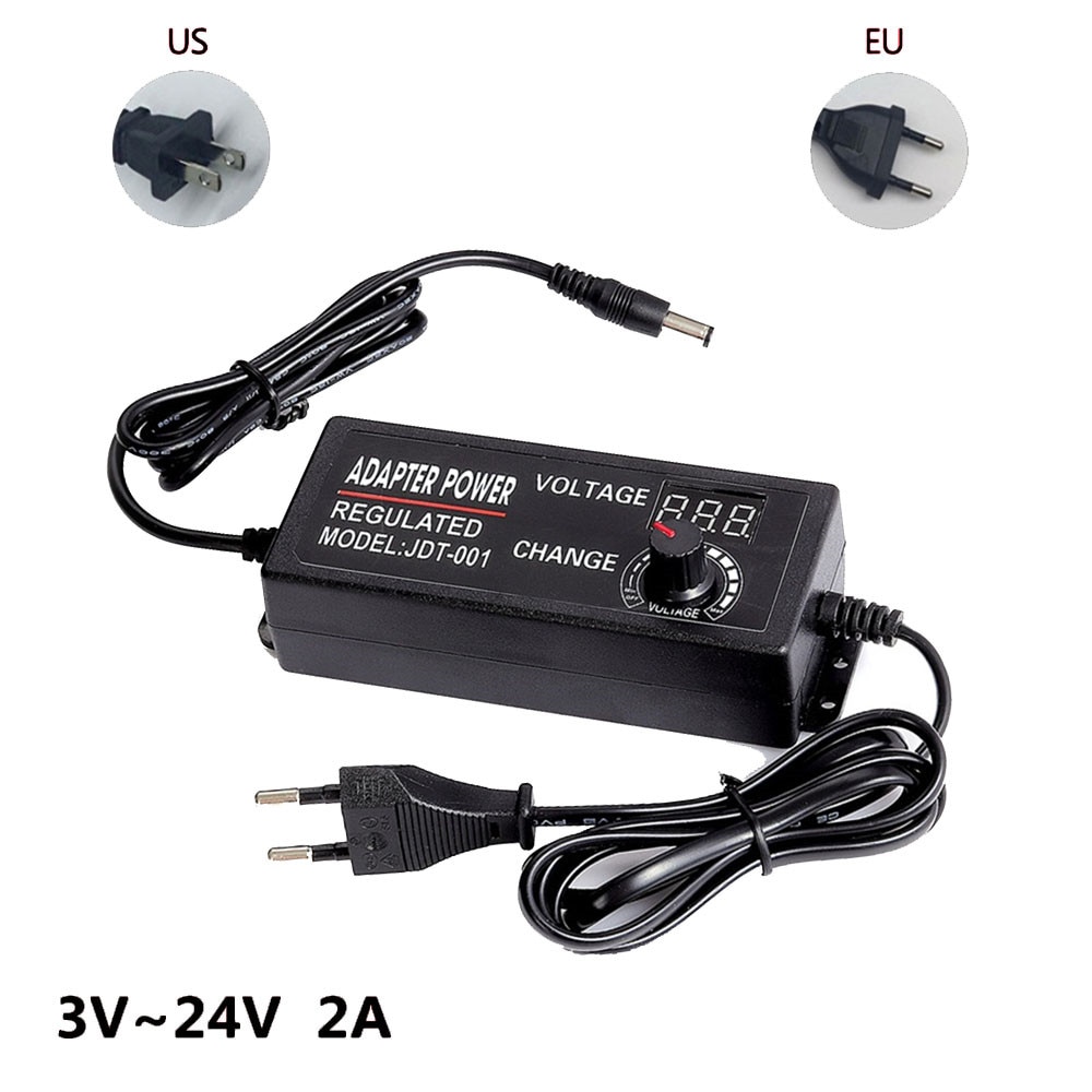 Universal adapter Adjustable AC to DC 3V-12V 3V-24V 9V-24V with display screen US EU voltage Regulated power supply adatper