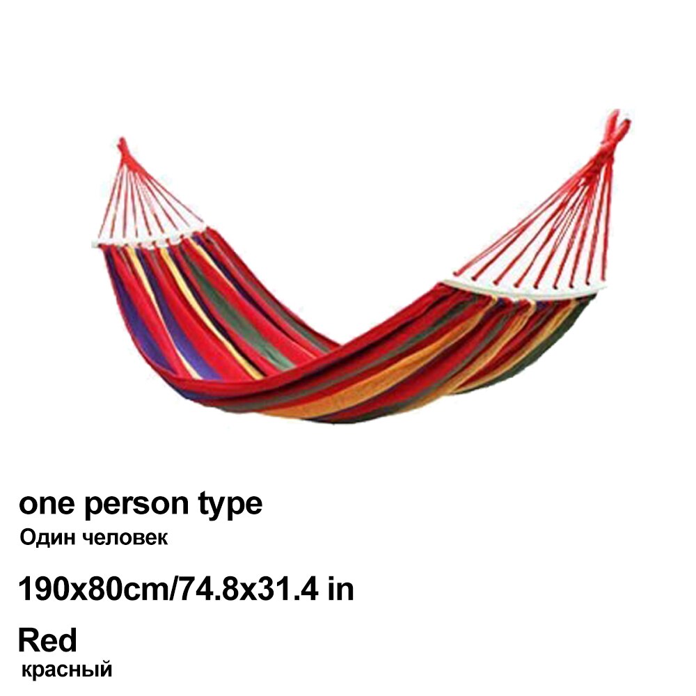 Portable Canvas Hammock Travelling Outdoor Picnic Wooden Swing Chair Camping Hanging Bed Garden Furniture with Backpack: Red(1 type)