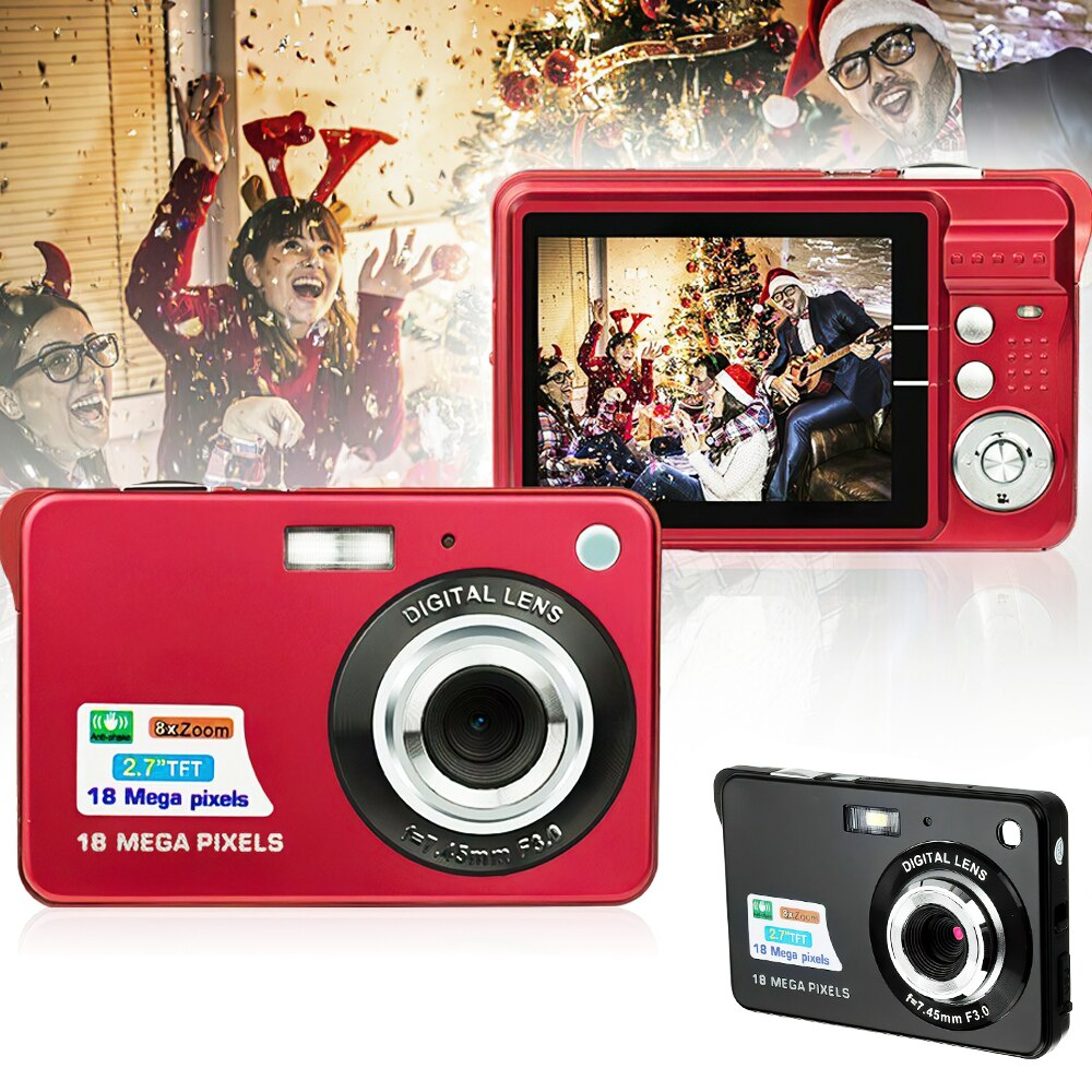 2.7" HD 1080P 18MP ZOOM Mini Digital Camera DV Video Kids Camcorder Anti-Shake Photo Camera Kids: Red