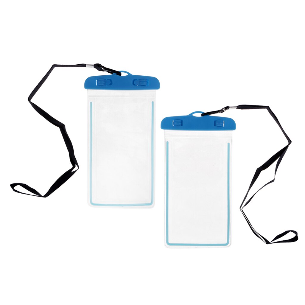 2 Onderwater Waterdichte Mobiele Telefoon Pouch Dry Bag Case Cover Touchscreen Blauw