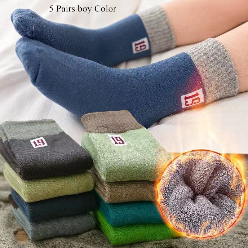 [Simfamily] 5 par skarpety dziecięce dla dziewczynek chłopcy bawełniane dziecięce dziecięce skarpetki dla niemowląt kreskówka grube i ciepłe