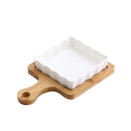 600ml Japanese Keramik gebacken Käse gebacken Reis Gericht mit Bambus Matte einfach Haushalt Frucht Sushi Ramen Gericht Küche Geschirr: A-400ml