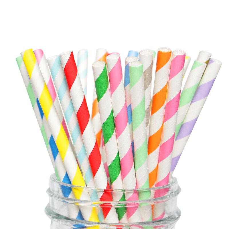 25 Streep Retro Vintage Party Paper Drinken Rietjes Wedding Party Verjaardag Decoratie Leveranciers Baby Douche