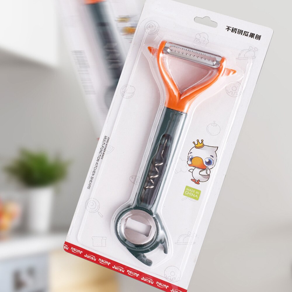 3 in 1 Fruit Vegetable Peeler Stainless Steel Multipurpose Bottle Opener Manual Carrot Potato Grater for Home Cooking Use NIN668