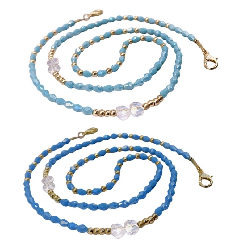 Ręcznie pleciony imitacja kryształu maska łańcuszek smycz okularowy anty-zgubiony uchwyt biżuteria naszyjnik z koralików pasek smycz