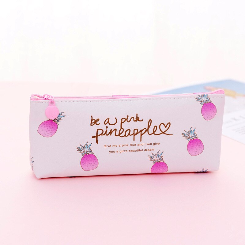 Cute pineapple pencil case cute pencil school case box pencil bag storage multifunctional big bag kit girl pen stationery: Style 03