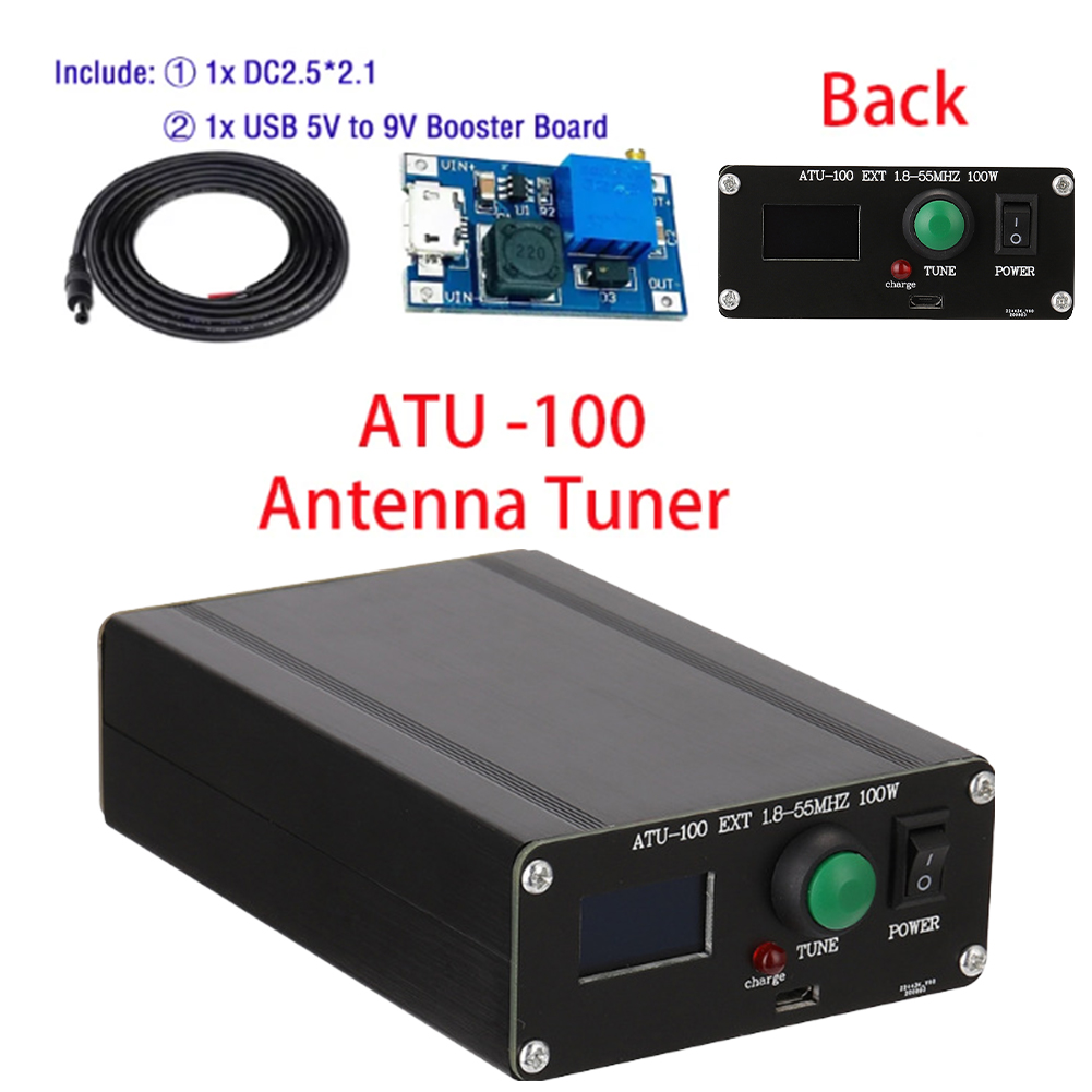 Sintonizzatore per antenna Mini automatico per apparecchiature radio 1,8~55 MHz 0,96 pollici con alloggiamento Sintonizzatore per antenna ATU‐100 Sintonizzatore per antenna 1,8~55 MHz