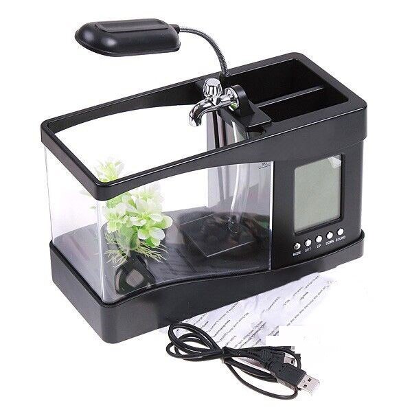 Multi-functional Acrylic Fish Tank / Aquarium USB Mini Aquarium Fish Ecological Small Goldfish Turtle Aquarium Supplies