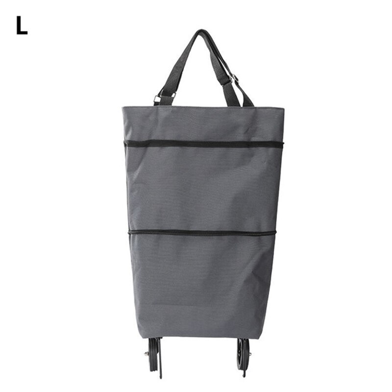 Oxford Folding Shopping Bag Shopping Cart Wheels Bag Small Pull Cart Women's Buy Vegetables Bag Shopping Organizer Tug Package: Gray L