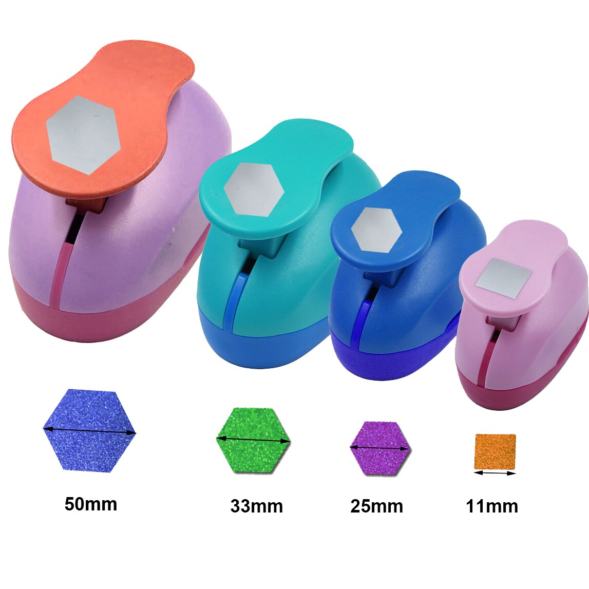 Perforadora de forma cuadrada para manualidades, cortador de papel de espuma EVA, perforadora de agujeros para manualidades, DIY, escuela, 18mm-53mm,: HexagonSquare