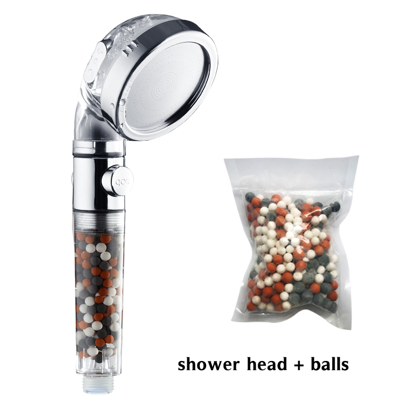 VEHHE 3 Modes Adjustable High Pressure Anion Filter Hand Shower Head On/Off One Button to stop Water Saving Shower Head: shower head bundle