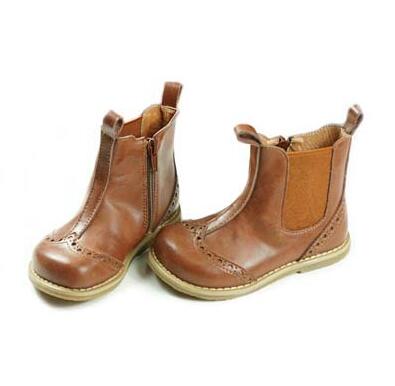 cuir véritable rétro décontracté enfants botte Chelsea chaussons pour 1-6 ans enfants garçons filles Western bottes de pluie: brown / 9.5