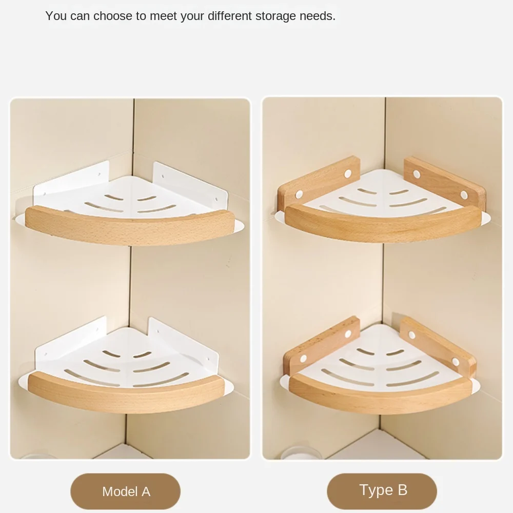 Oppbevaring av dusjhjørne, oppbevaringshyller til bad, hjørnestativ til bad på vegg, baderomshylle uten boring, husholdningsartikler