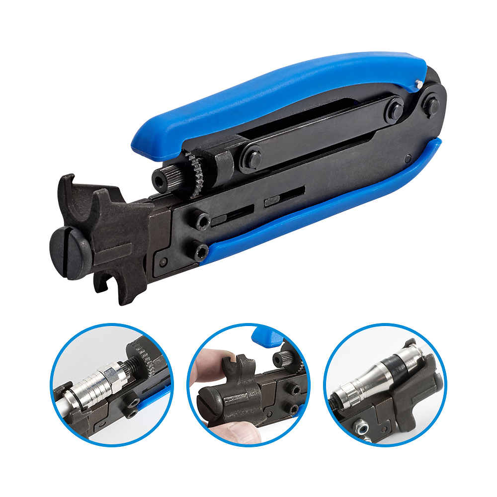 RG6 RG59 RG7 RG11 Wire Stripper Crimper Tool Kit Coaxial Cable Crimping Pliers Set With F BNC Compression Connectors