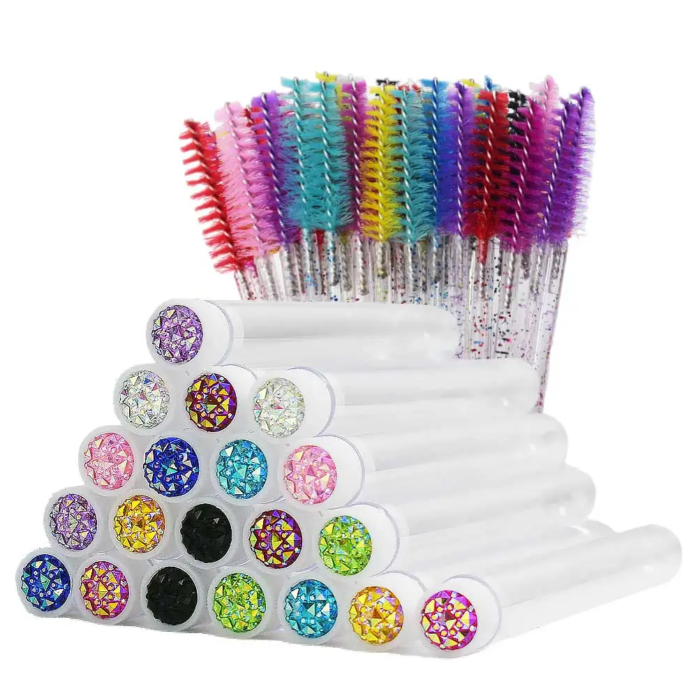 Tubes de brosse à cils avec baguettes de Mascara en cristal, peigne à sourcils, conteneur de bobines, applicateurs de brosse à cils, outils de maquillage, 50 pièces