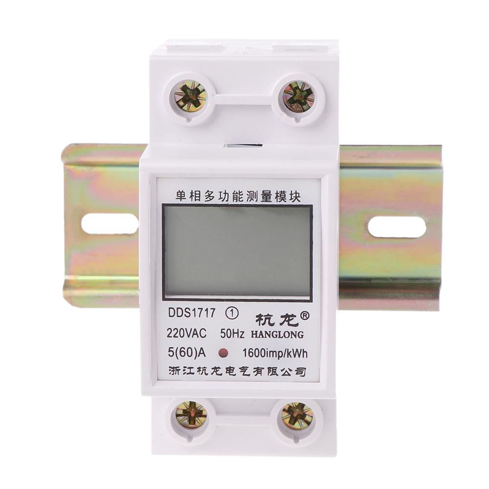 Top 5(60)A 220V 50HZ Single Phase Din Rail KWH Watt Hour Din-rail Energy Meter LCD JUN16