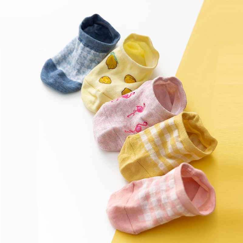 10 Stuk = 5 Paren/partij Leuke Dieren Low Cut Enkel Korte Sox Lente Koreaanse Stijl Grappige Kat Hond Panda Vrouwen sokken Set Gelukkig Size34-3: Black