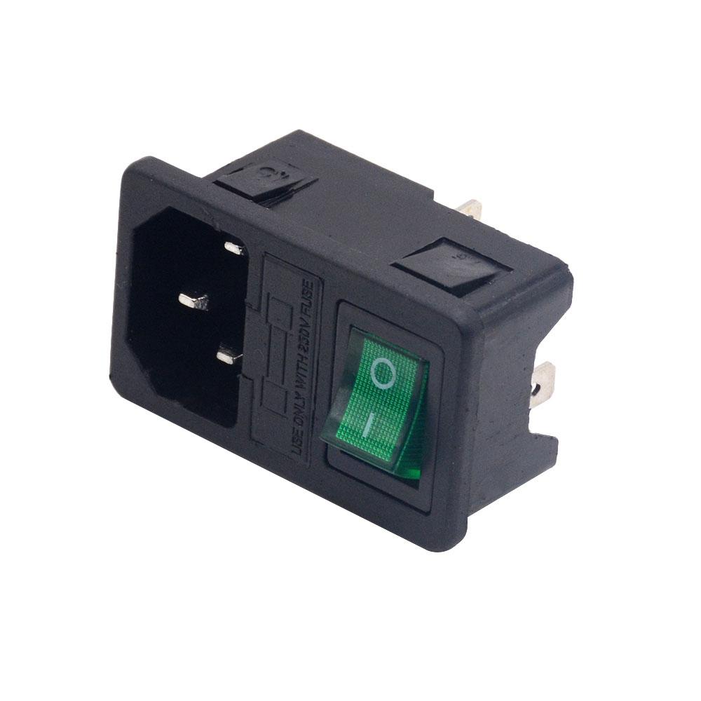 with 10A fuse ! Red blue Black orange Rocker Switch Fused IEC 320 C14 Inlet Power Socket Fuse Switch Connector Plug Connector: Green