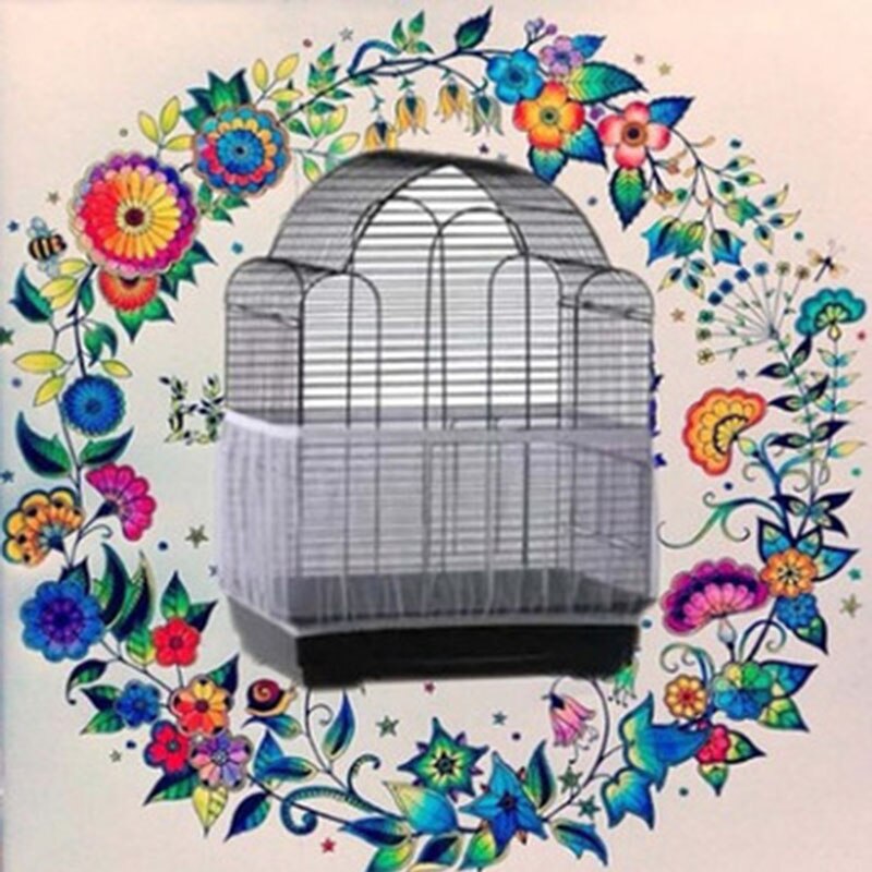 Osłona na nasiona z nylonowej siatki na klatkę dla ptaków, miękka i łatwa w czyszczeniu, wykonana z przewiewnej nylonowej tkaniny, artykuły dla ptaków