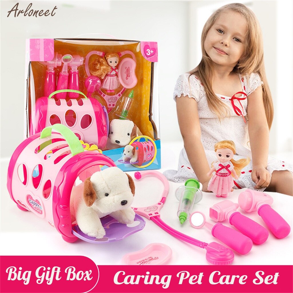 Realistic Pet Vet Play Set, Pretend Play Toy Veterinarian Kit,Dog Care Play Set Living Room Toy Decoration Dolls Home Toy