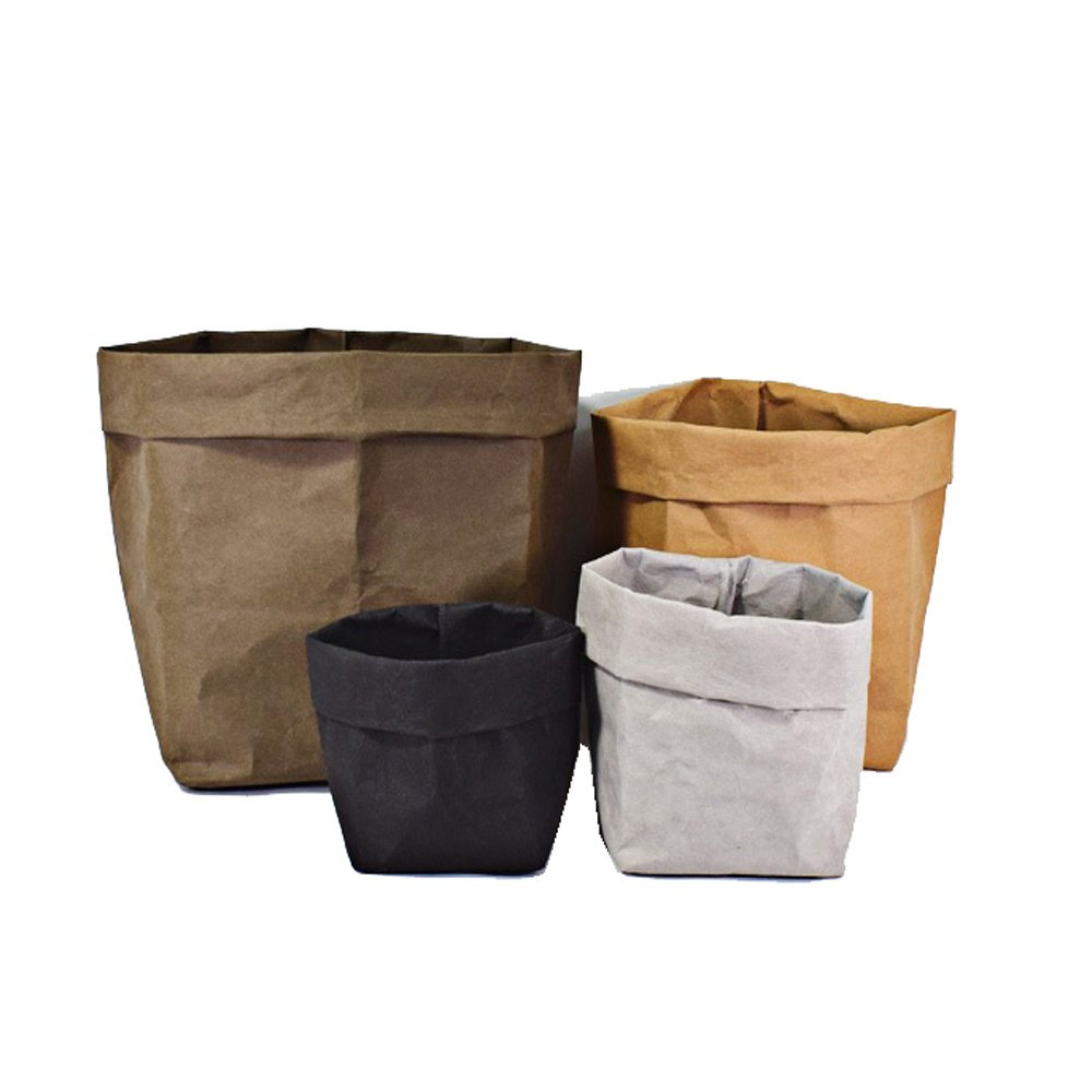 Washable Kraft Paper Refrigerator Storage Bag Desktop Organizer Office Kitchen Wardrobe Stationery Storage Pot Cover Storage Bag