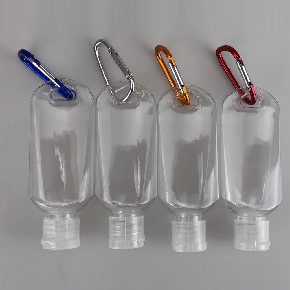 15pcs 50ml Refillable Bottles with Hook Hand Sanitizer Containers Travel Bottles Alcohol Containers(Transparent Bottles)