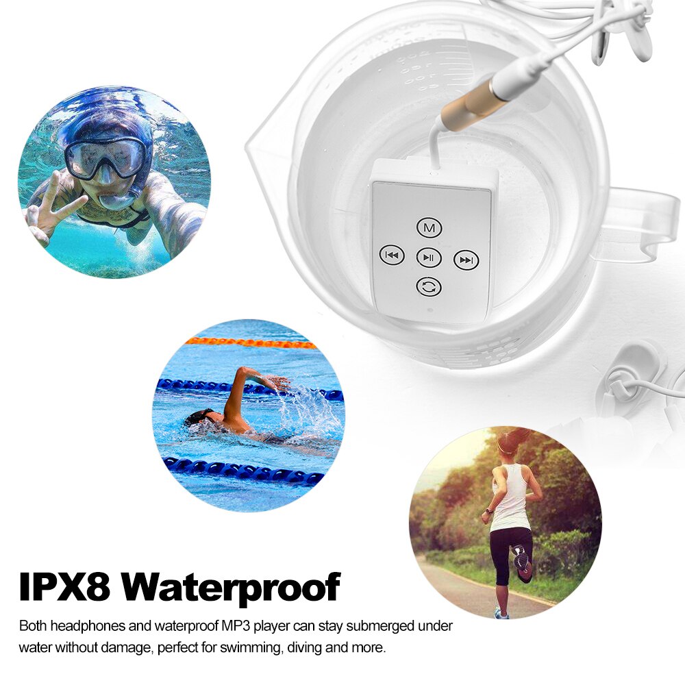 Waterproof MP3 Player 4GB/8GB - Sport Music Player with FM Radio & Back Clip