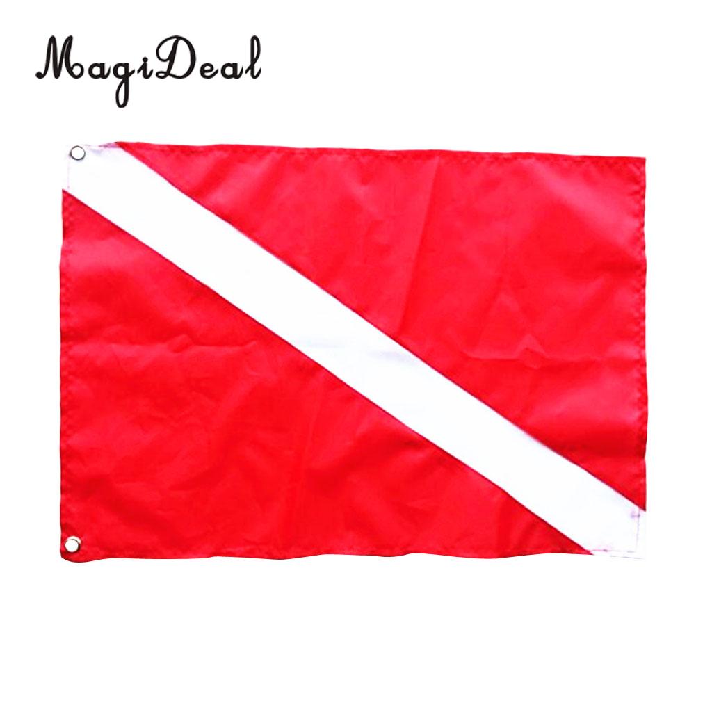 MagiDeal 2Pcs/Set Large Small Red & White Diver Down Flag Signal Boat Kayak Flag for Underwater Scuba Diving Spearfishing