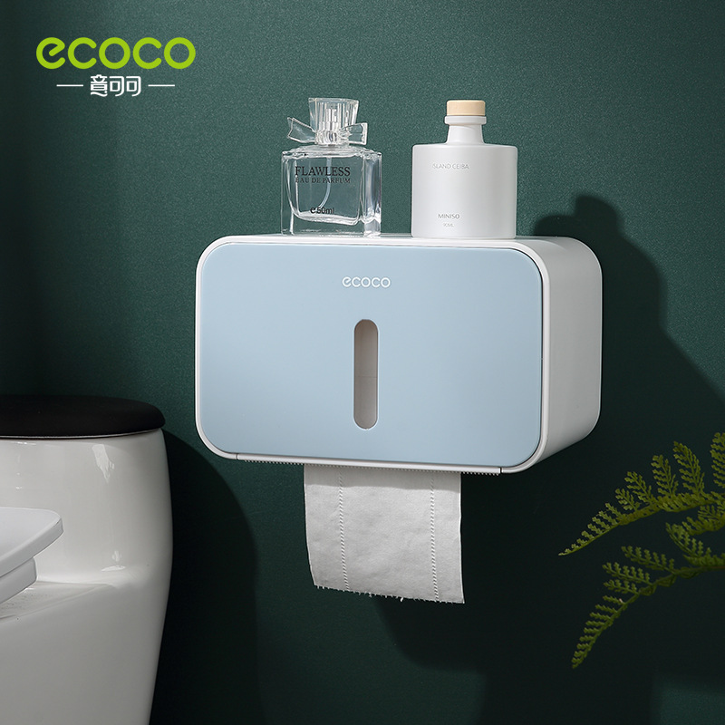 ecoco Waterproof Toilet Roll Holder,Toilet Paper Box,Bathroom Storage,Wall Mounted Tissue Box, Paper Roll Holder for Hotel Home: blue