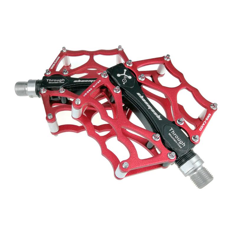 SMS Mtb Bicycle Pedals Aluminum Alloy Bike Pedals Fixed Gear Mountain Downhill Bike Pedals Bearings Cycling Bicycle Parts: red