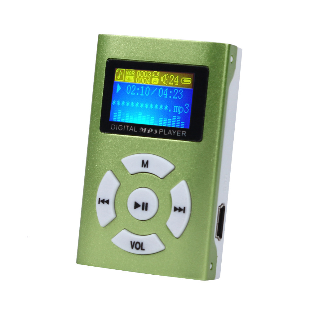MP3 camiseta nueva venta de USB Mini reproductor MP3 pantalla LCD soporte 32GB Micro SD TF tarjeta deportivo compacto 605 #: C