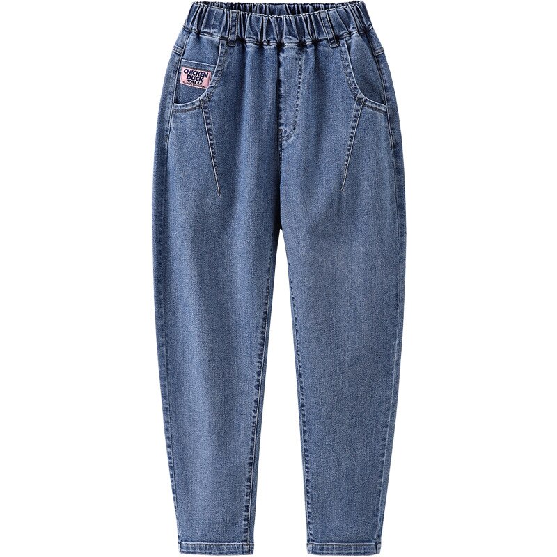 Lente Peuter Meisje Jeans Broek Katoen Elastische Taille Denim Broek Voor Tiener School Meisjes Effen Kleur Kinderen Kleding