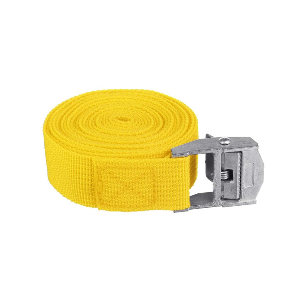 1pc 2.5cm*2.5m Car Load Lashing Strap Luggage Bag Belt Tie Down Metal Strap Cargo Buckle Includes Quick-release Thumb Button: Yellow