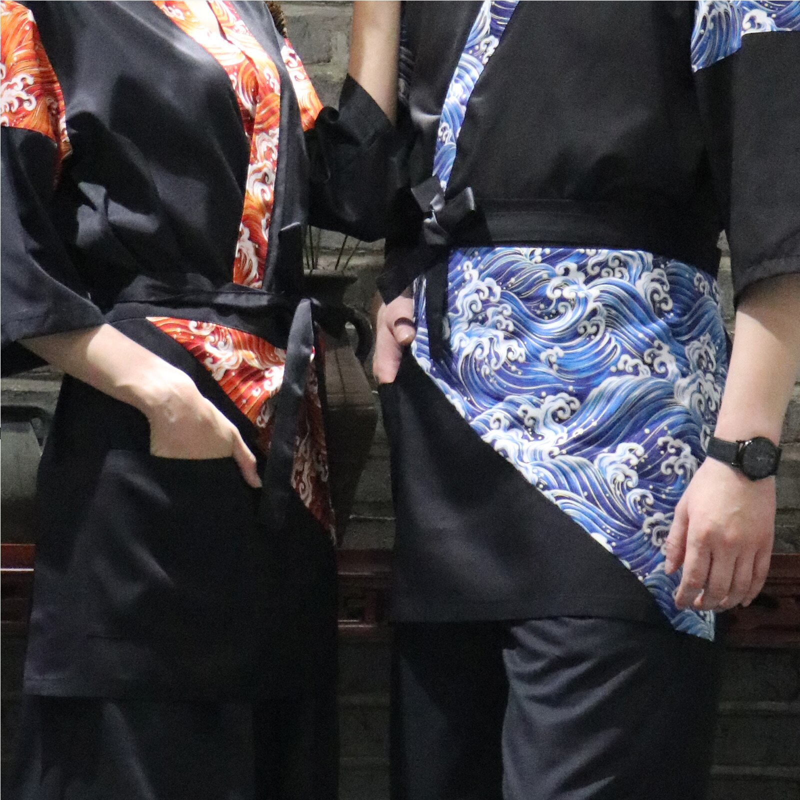 Delantal de chef de sushi, ropa de servicio de comida de estilo japonés, uniforme de trabajo de chef, delantal de kimono japonés