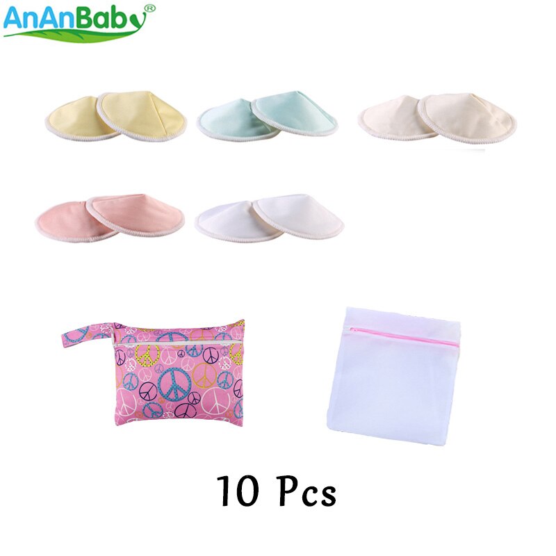Ananbaby 10 stks Bamboe Borst Pads Met EEN Waszak En EEN Mini Wet Bag Waterdichte Verpleging Pads: C3NPA10WNX-1