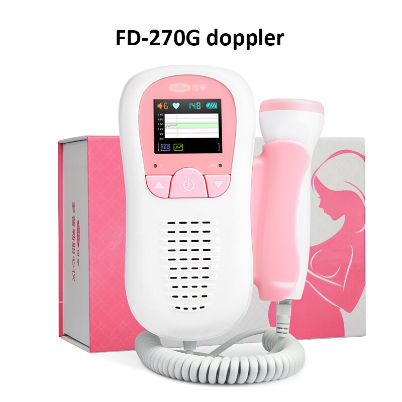 Cofoe doppler føtal pulsmåler ultralyd baby hjemme gravid lyd hjerteslag detektor til baby sundhedsmonitor 2.0 mhz: Fd -270g