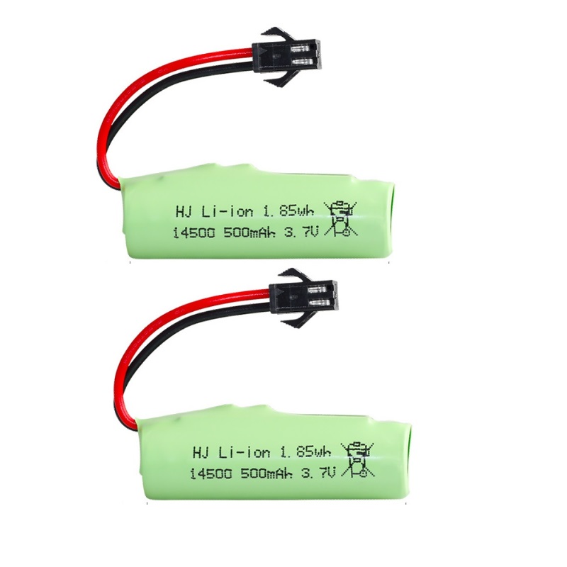 Batería de iones de litio con enchufe SM, 3,7 V, 500mAh, cargador de 14500/3,7 V para coche volquete acrobático R/C/4WD Twist-Desert Cars R/C, coches de escalada: YELLOW
