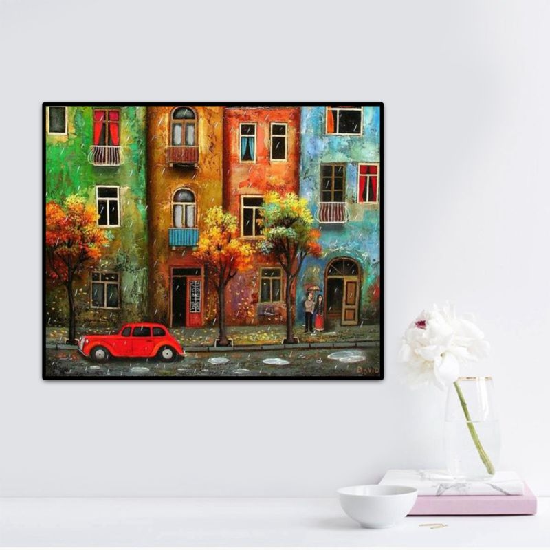 Rain DIY Oil Painting Paint By Numbers Kits with Brushes Acrylics Painting Kits on Canvas for Adults Kids Beginner