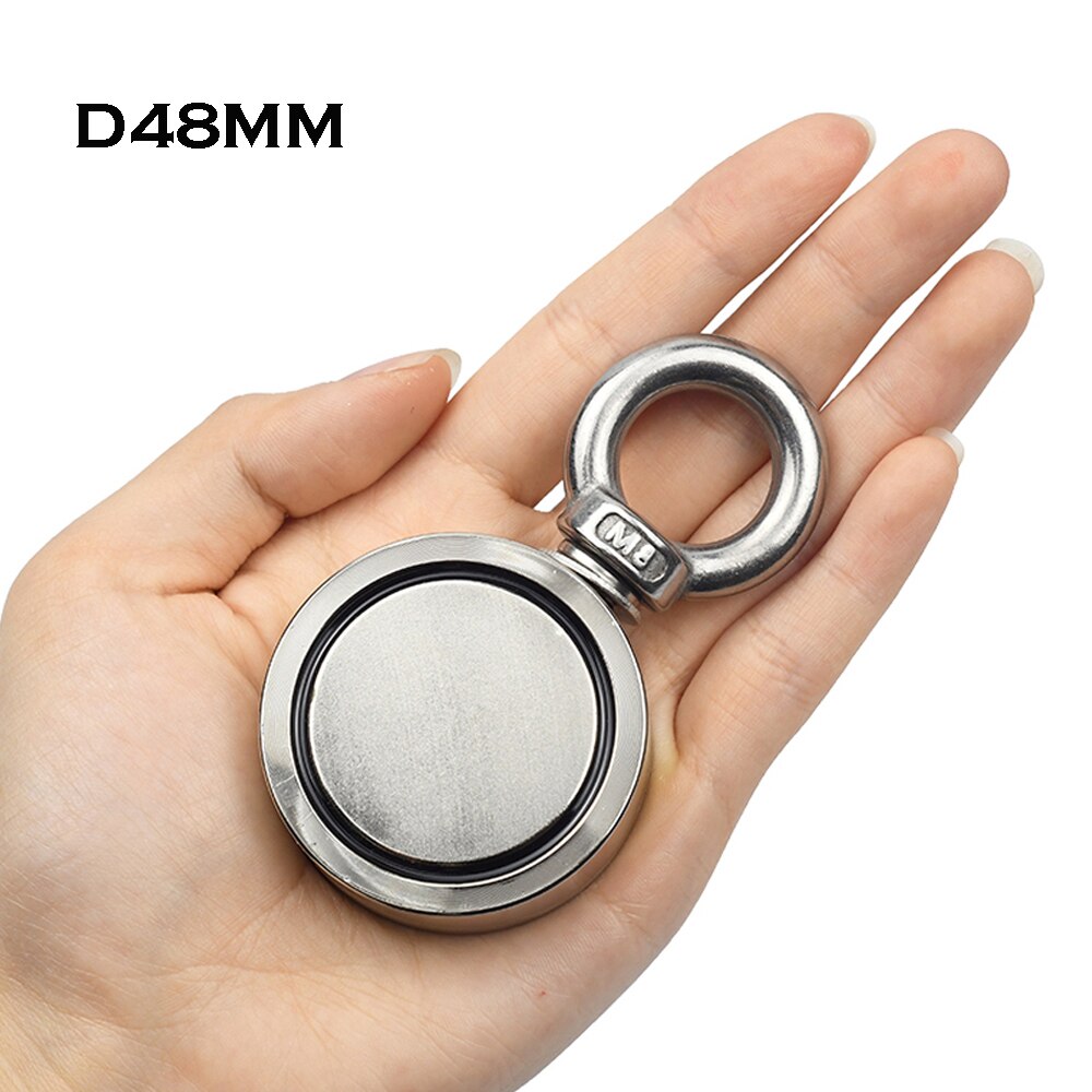 48Mm Sterke Krachtige Neodymium Magneet Ronde Haak Salvage Magneet Zee Vissen Houder Trekken Montage Pot Magneet Zoeker