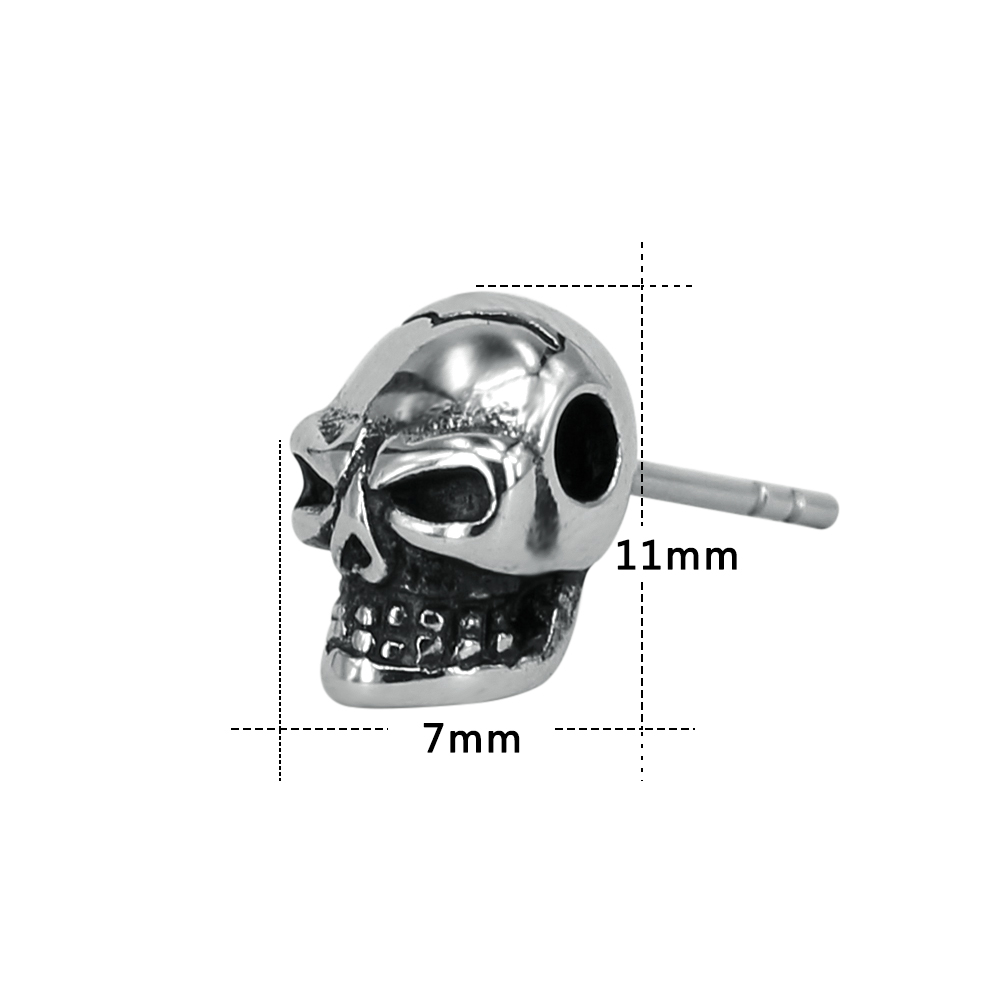 ZS 1 Pair Punk Skull Studs Earrings for Men Hip Pop 316L Stainless Steel Earring Stud Boys&#39; Rock Roll K Pop Ear Piercing Jewelry