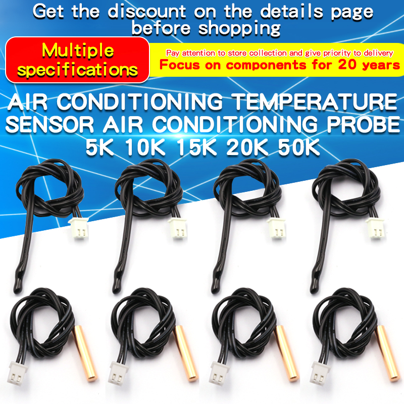 2 Stück Klimaanlage Temperatur sensor 5k 10k 15k 20k 25k 50k 100k Conditioner Rohrs ensor Gummi kopf Kupfer kopf