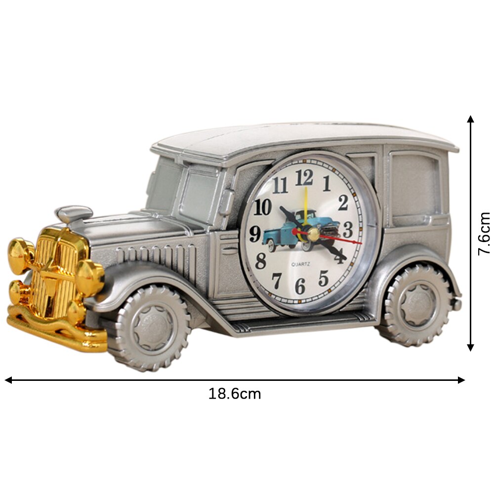 Klasyczny samochód kształt budzik zasilanie bateryjne ambona plastikowy analogowy budzik dla dzieci prezent Dom sypialnia wystrój stołu: F