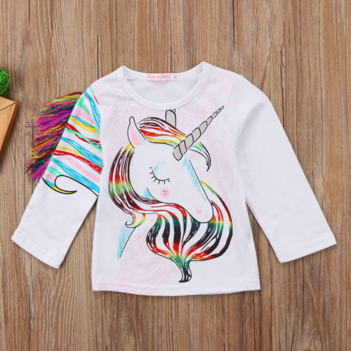 Lovely Toddler lucky child Baby Girls Unicorn Boys Cartoon Unicorn Long Sleeve Tops Kids Casual T-shirt Clothes