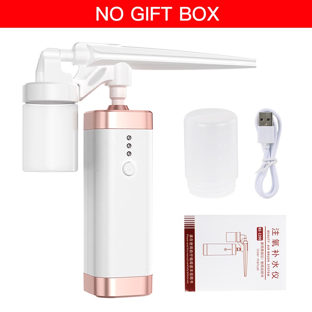Oxygen Injection Moisturizing Beauty Machine Spray Portable USB Charging Nail Art Face Paint Cake Wireless Beauty Air Brush: White No gift box
