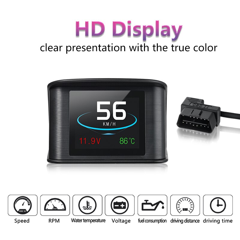 Universal HUD P10 Car Head Up Display Speed Projector OBD2 Speed Projector Hudway Drive Computer Digital Speedometer Display