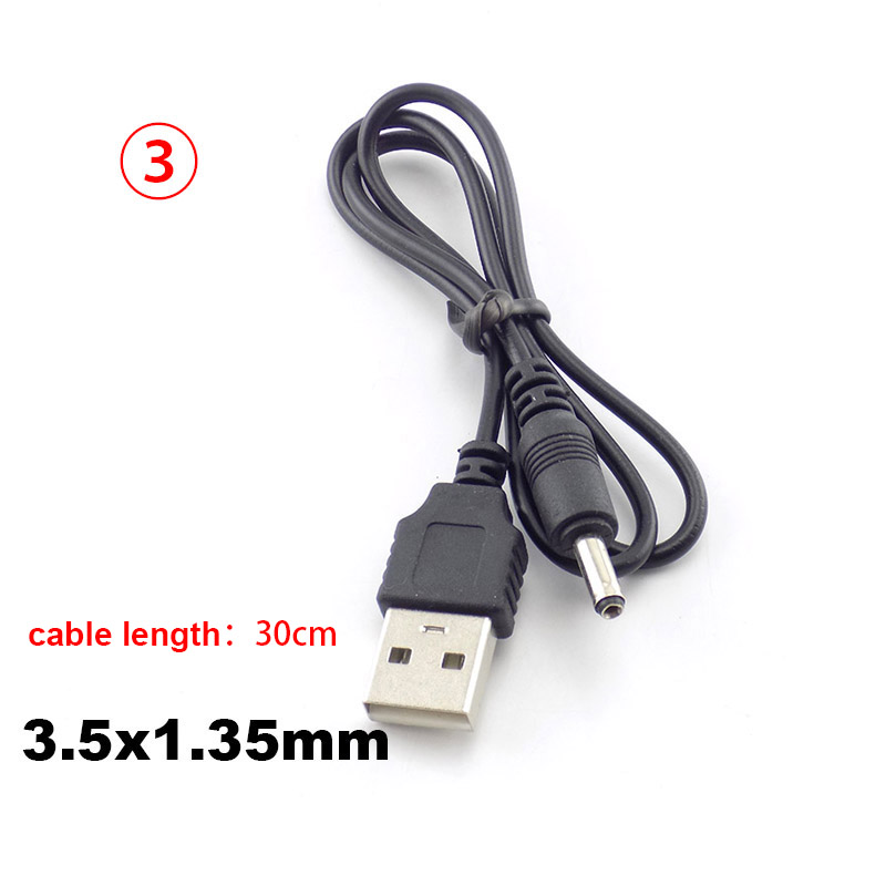 USB type A Male to DC 3.5 1.35 4.0 1.7 5.5 2.1 5.5 2.5mm male plug extension power cord supply Jack cable connector J17: WHITE
